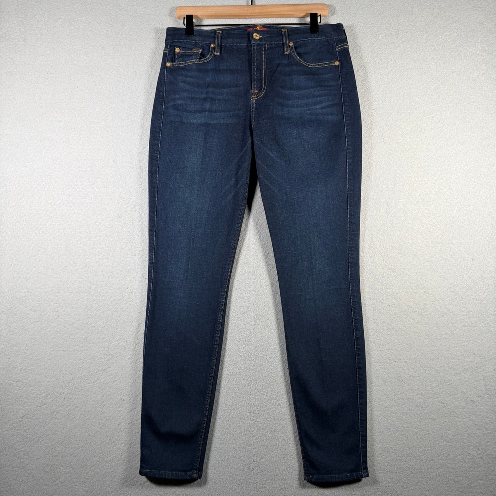 7 For All Mankind Womens Dark Wash Skinny Jeans Size 30 Stretch Denim